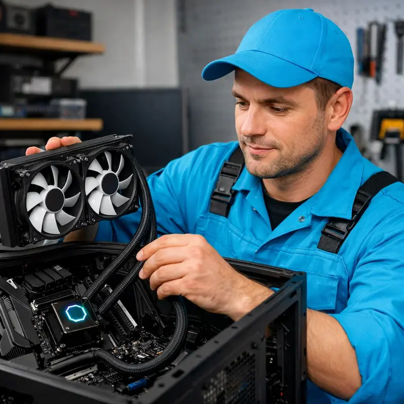 Установка водяного охлаждения на компьютер в Березовском